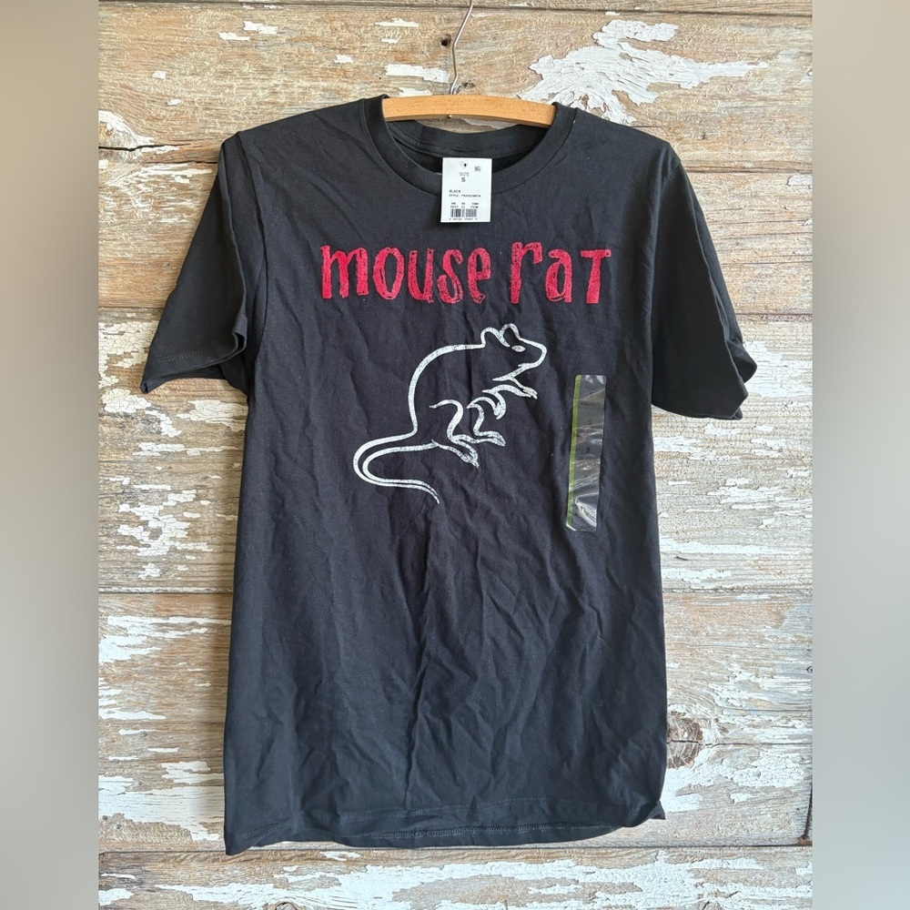 Mouse Rat Band T-Shirt Parks and Rec Size S Black Graphic Tee NWT Cult Classic
